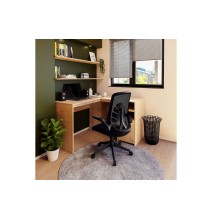 Silla de Oficina Ergonómica con Malla de Tela Negra, Reposabrazos y Gran Resistencia - 100/90x52x50 cm, Comodidad y Durabilidad