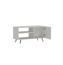 Mueble de TV con 3 Estantes y 1 Puerta de Melamina Color Blanco 90x32x46 cm - Compacto y Elegante para Salón.