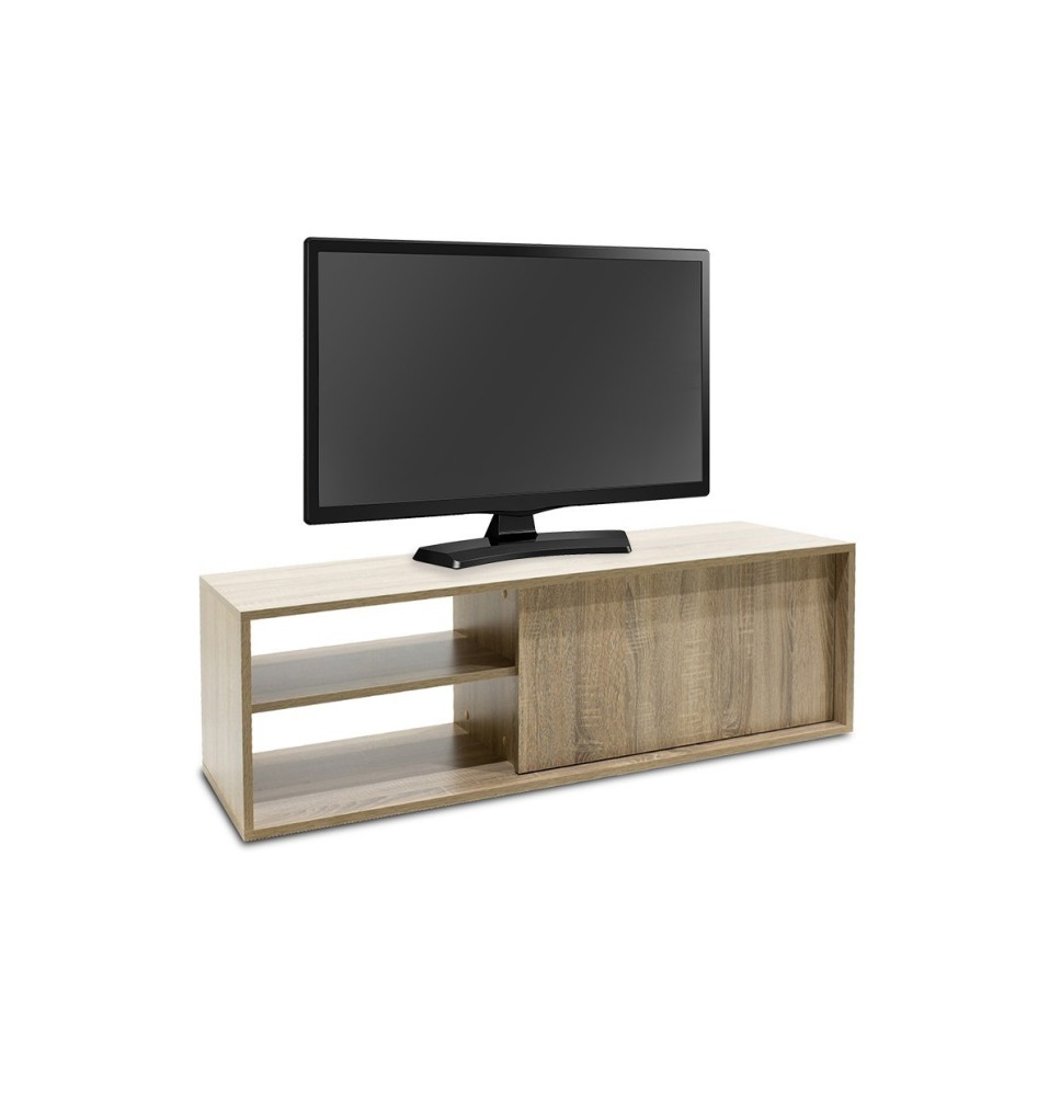 Mueble TV con Estantes y 1 Puerta en Color Cambria - 120x40x38 cm: Organización y Estilo para tu Sala.