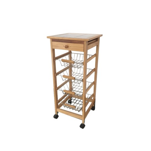 Carrito Verdulero Frutero Cocina 4 cestas y Cajon cubertero 2 miel