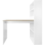 Mesa Escritorio con Estanteria Reversible, Medidas: 122 cm (Ancho) x 50 cm (Fondo) x140 cm (Alto) Color Blanco y Cambrian